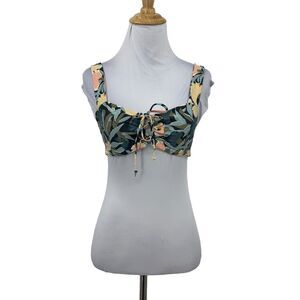 O'Neill Criss Cross Straps Bikini Top Womens S Small Waterfall Floral Front Tie